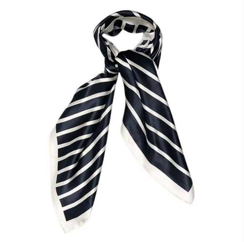 SNEAKY FOX LINES SILK SCARF NAVY
